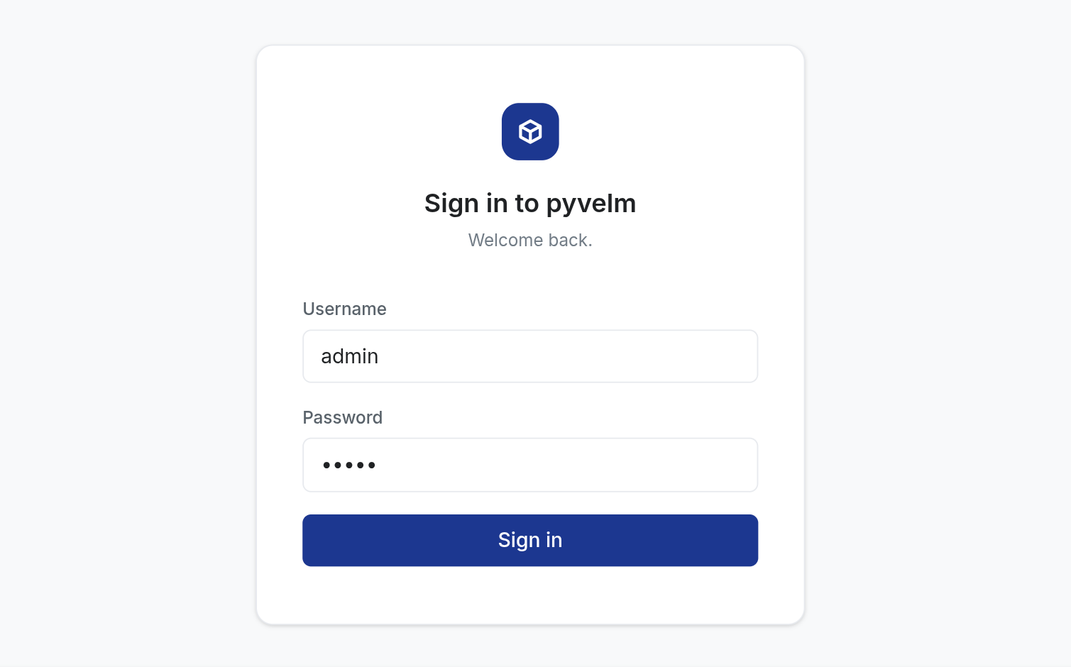 Login screen
