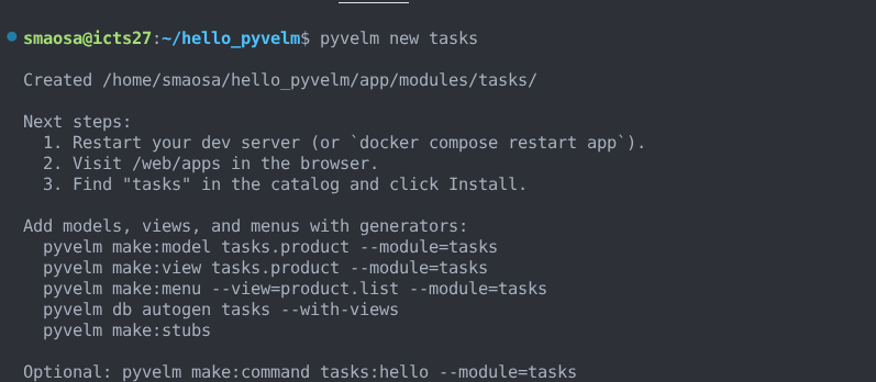 CLI scaffolding output